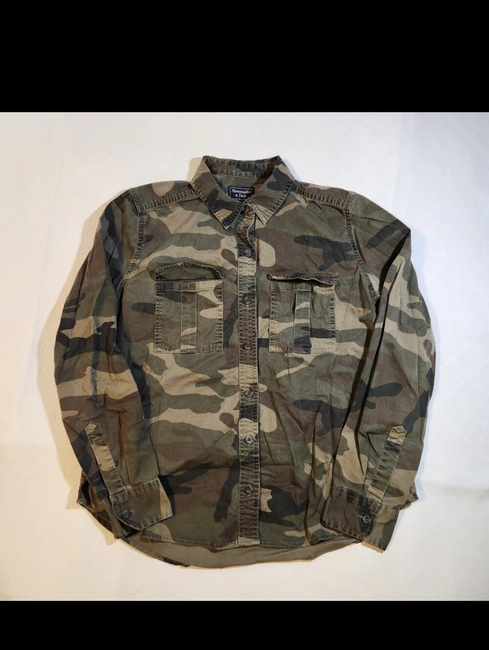 Abercrombie & Fitch Camo Military Shirt Mens Small Button Up Utility Outdoors